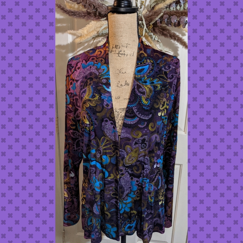 Chico's Travelers Acetate Cardigan, Size 3 , Women's Top, Multicolored